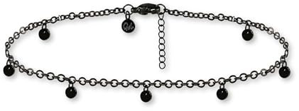 Bracelet de cheville pour femme en noir | Bracelet de cheville noir avec pastilles, imperméable et réglable (22 - 27 cm) en acier inoxydable | Bijou de cheville pour femme avec pièces