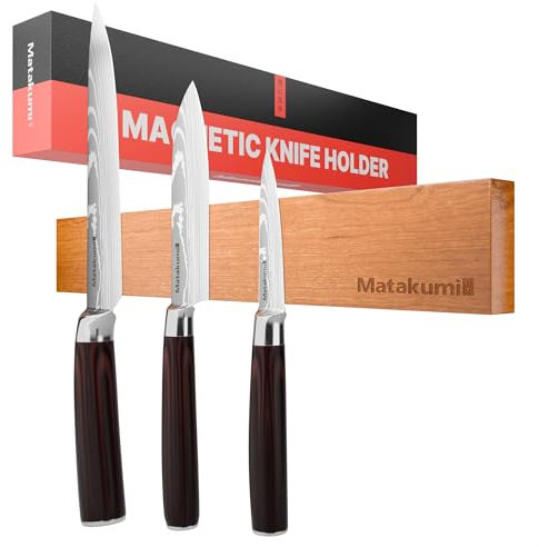 Matakumi Barra magnética para cuchillos de 40 x 6 cm, madera de acacia, soporte magnético autoadhesivo o tornillos, ahorra espacio, soporte magnético para cuchillos montado en la pared