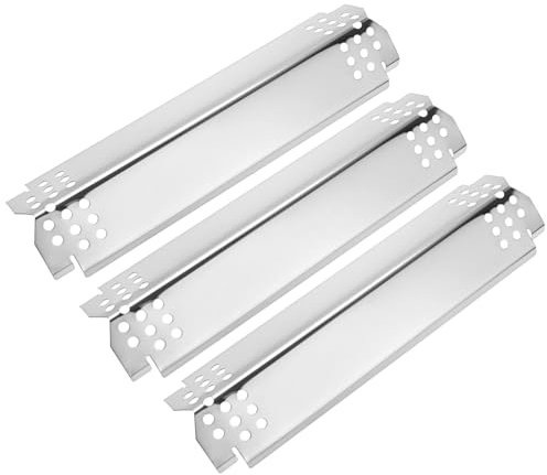 M METERXITY 3-Pack Grill Heat Plates Replacement Parts for Nexgrill, 14.6 Stainless Steel Heat Tents Burner Cover for Charbroil, Heat Shields for Outdoor Gas Grill [Silver]