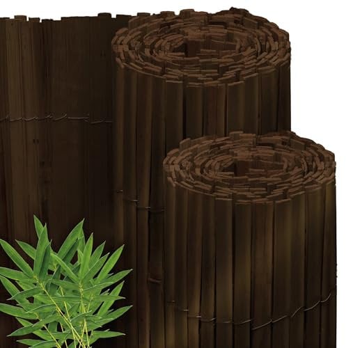 Sol Royal Dunkelbrauner Split Bambus Sichtschutz 90x600 cm – Sichtschutz Bambus Zaun Bambusmatte Gartensichtschutz Balkon Sichtschutzzaun – Natursichtschutz Witterungsbeständig B55
