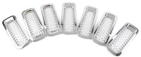 Griglia Anteriore Per Jeep Patriot 2011 2012 2013 2014 2015 2016 2017 Griglia Anteriore In Rete Per Radiatore Auto Nera Lucida/cromata 7 Pezzi Griglia del Radiatore(Chrome)