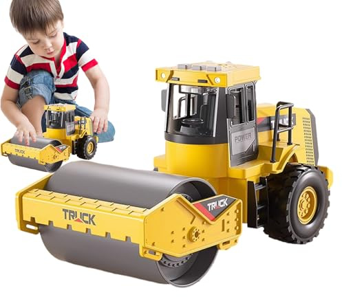Générique Rouleau Compresseur De Ville - Jouet De Camion, Véhicule De Chantier | Raboteuse De Route D'Ingénierie, De Construction Miniature Avec Roues Réalistes, Camion De Voirie Réaliste Pour