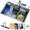 Ecoxsnz Fregadero de cocina en cascada, 75 x 46 cm, multifuncional T304, de acero inoxidable, fregadero bajo encimera, con grifo digital y accesorios completos (gris oscuro, 75 x 46 cm)