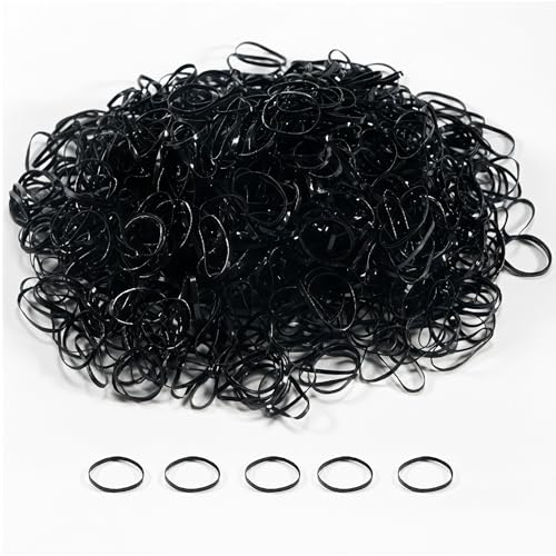 Vonsera 1500 Coleteros Negros, Gomitas para El Pelo Goma Elástica para Dreadlocks Mini Ligas de Cabello y Accesorios de Peinado Suaves y Resistentes para Bebe Dreadlocks Pequeños Peinado