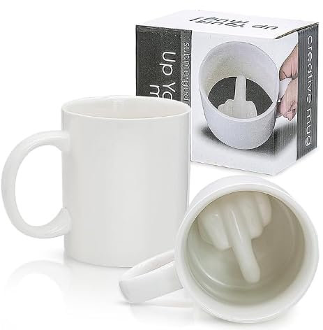 Funny Ceramic Middle Finger Coffee Cup, One-Finger Salute Coffee Mug, Hilarious Novelty Gift for Special Someone