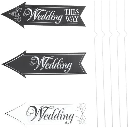 UPKOCH 1 Ensemble Panneaux de Mariage Personnalisés Extérieur de Décorations de Mariage avec Panneaux Noirs et Panneau Supports pour Signalisation Directionnelle et Robuste
