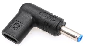 JZK Adattatore USB tipo C femmina a maschio DC 4,5 x 3,0 mm per HP laptop, spina convertitore di ricarica PD 20 V, connettore USB C ad angolo retto a jack barilotto DC 4,5 mm x 3,0 mm