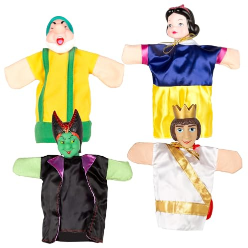 ColorBaby Cucu Show Set Handpuppen, Schneewittchen, 4 Puppen, 25 cm, weiche und sichere Materialien, Kinderspielzeug, für Gruppenspiele oder Familienzeit (39168)