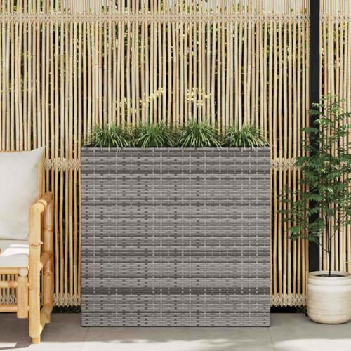 Garten-Hochbeet mit 4 herausnehmbaren Töpfen, Poly Rattan Weiß, 79x22x76cm, wetterbeständig, für Garten & Balkon, ideal für lebendige Pflanzen & Blumen