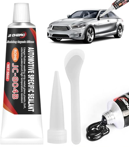 50ml Black Gasket Sealant, Waterproof High Temperature Silicone Sealant with Scraper, Fast Curing Windscreen Adhesive for Cars Windows Roofs