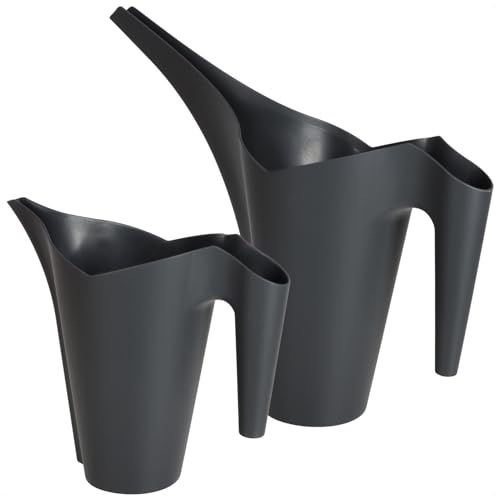 com-four® 2X Gießkanne 1,0L & 1,4L, Schöne Langhals-Gießkanne im Set | Blumengießkanne zum Gießen und Düngen von Pflanzen - für innen und außen
