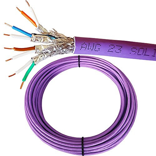 Loops Low Smoke CAT6A Network Cable – 23 AWG – S/FTP & U/FTP – Shielded/Screened – Solid Pure Copper Core – Purple Ethernet LSZH LZHF Network LAN Wire Reel (S/FTP, 50m (164 ft) CAT6A Cable)