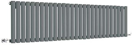 Milano Aruba Anthracite Horizontal Single Oval Panel Radiator - 400mm x 1652mm