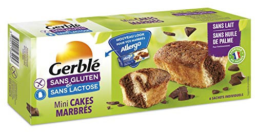 Gerblé Mini Cakes Marbrés – Sans Gluten & Sans Lactose – Goûter Moelleux Chocolaté à Emporter, 6 Cakes Individuels, 200 g