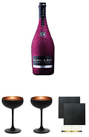 Scavi & Ray Prosecco Spumante GLITZER - PINK - EDITION 0,75 Liter + Sektschale Stölzle