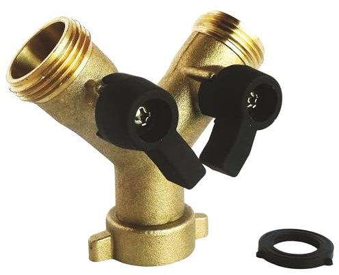 SOMATHERM FOR YOU, Raccord laiton 2 voies en Y avec vannes 1/4 tour MF 20/27 pour alimentation de 2 appareils sanitaires, robuste et compatible avec lave-linge et lave-vaisselle