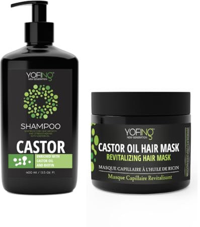 Rizinusöl Shampoo & Maske mit Biotin, Castor Rizin Oil und Arganöl Zur Haarstärkung & Haarwachstum - Für Alle Haartypen - SLS- und Paraben Frei