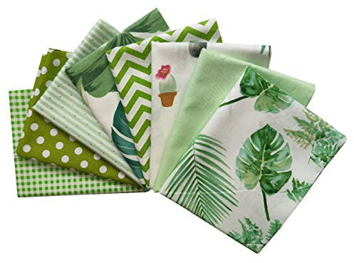 YXJDWEI 8 Stück Baumwollstoff Patchwork Stoffe DIY Gewebe Quadrate 100% Baumwolltuch Stoffpaket zum Nähen 46x56cm Mehrfarbig für Handarbeiten Erfrischend Kaktus