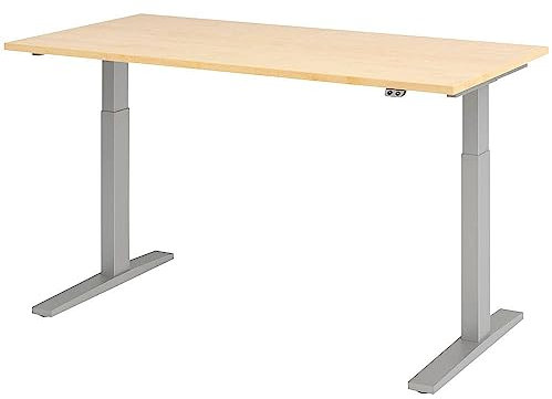 Hammerbacher Sitz-Steh-Schreibtisch EL.160x80cm Schreibplatte Ahorn, Gestell Silber