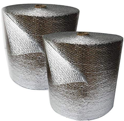 2 Rollen Luftpolsterfolie ALUMINIUM kaschiert Breite 50 cm x Länge 60 m / 250 my Luftpolsterfolie ALU Isolierung Isolierfolie Noppenfolie Knallfolie Blasenfolie Blisterfolie Isolierband