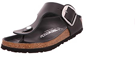 Birkenstock Unisex Gizeh Big Buckle Black, Natural Leather Flip Flops, Schwarz, 40 EU