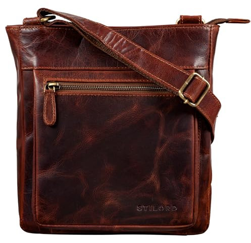 STILORD 'Kaja' Vintage Ledertasche Damen Umhängetasche Handtasche Crossbody Bag Elegante Schultertasche Tasche für iPad 9.7 Zoll DIN A5 Echt Leder, Farbe:siena - braun