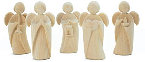 4betterdays.com NATURlich leben! Klassische Schutzengel aus Zirbenholz - 5er Set - Geschenk für Liebe Menschen - kleine Holzengel - Handwerk aus Südtirol