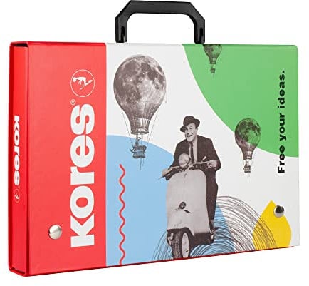 Kores Kinder-Set, Mal- und Kreativ Koffer mit 8 Produkten für Kunst und Handwerk, Geschenk-Box für Kinder, wiederverwendbarer Koffer aus Hartpappe in modernem Design