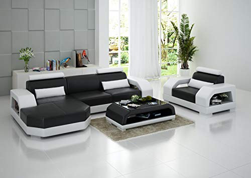 JVmoebel Ledersofa Couch Wohnlandschaft Ecksofa + 1 Sitzer Garnitur Design Modern G8001E