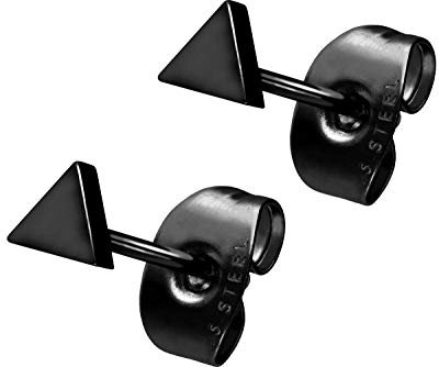 FILANGO 1 Paar Chirurgenstahl Ohrstecker DREIECK Ohr Schmuck Schwarz