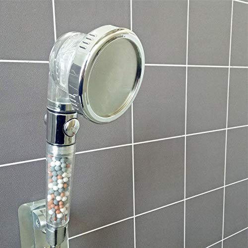 3 Modi einstellbar SPA Turmalin Filterkugeln Wassersparende Duschkopf-Schaltertaste Hochdruck-Spry-Duschdüse, Clear, As shown