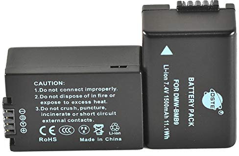 DSTE 2PCS DMW-BMB9 DMW-BMB9E (1500mAh/7.4V) Battery Compatible with Panasonic Lumix DMC-FZ40, DMC-FZ47, DMC-FZ48, DMC-FZ60, DMC-FZ62, DMC-FZ70, DMC-FZ72, DMC-FZ100, DMC-FZ150