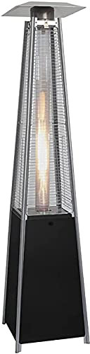 Chauffage de Terrasse Radiateur infrarouge Réchauffeur extérieur de 48 000 BTU avec roues Réchauffeur de tube de verre pyramidal au propane à chauffage rapide multifonction pour patio avec protect