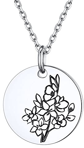 ChicSilver Silber Kette mit Kirschblüte Anhänger Damen Ketten Geburtsblume Anhänger 45cm+5cm Verlängerung für Ehefrau Freundin