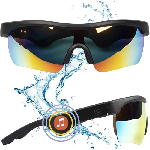 Soundeus® Sonnenbrille mit Lautsprecher - Sonnenbrille Bluetooth Brille - UV 400 Wasserdichtigkeit - Sport Sonnenbrille Smart Brille - Smart Glasses Sunglasses - Music&Calls Audio Glasses