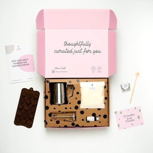 The Good Vibes Project Wax Melt Making Kit for Adults Beginners | DIY Wax Melt Making Kits to Make Your Own Soy Wax Melts | Rose Petals | Made in UK, Eco & Vegan | Gift Box (English Rose)