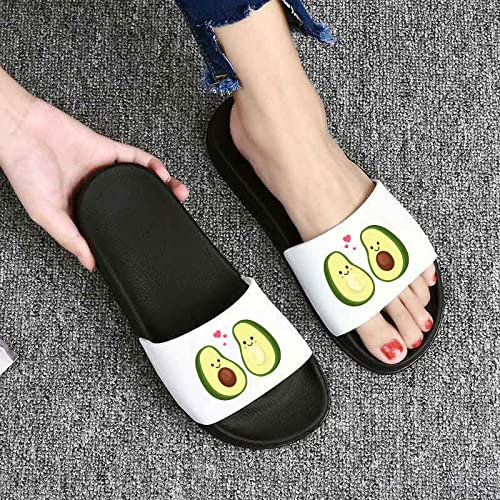 Skyinbags Damen Rutsch Feste Strand Pantoffeln-Mode Sommer Flip Flops Offene Zehen Sandalen Cartoon Avocado Obst Schöne Hausschuhe Für Damen Outdoor Indoor Dusch Schuhe, Stil 4.38 UK