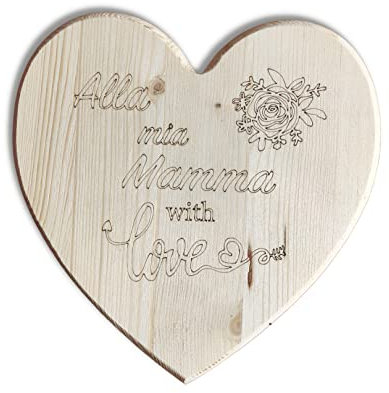 Pekiedo Tagliere a Cuore da Cucina in Legno Naturale 100% Made in Italy Idea Regalo Festa della Mamma con Dedica incisa Accessorio indispensabile per Cucina