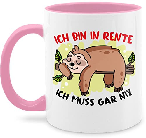 Tasse Tassen 325ml - Geschenk Rentner - Ich bin in Rente Ich muss gar nix Faultier - 325 ml - Rosa - renteneintritt lustig für pensionäre zum abschied pension zur pensionierung ruhestandsgeschenk