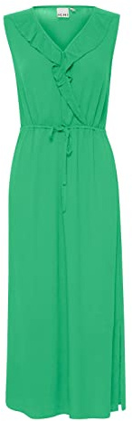 ICHI IHMARRAKECH SO DR10 Damen Freizeitkleid Kleid 100% Viskose Midikleid mit Schlitz V-Ausschnitt Ärmellos Regular-Fit, Größe:M, Farbe:Greenbriar (166127)