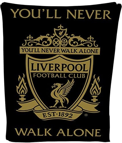 Todd Linens Fleecedecke mit Liverpool-Fußballwappen, weich, LFC, warm, Sofa, Reisedecke, Geschenk für Herren, Kinder, Teenager, 100 x 150 cm, Schwarz
