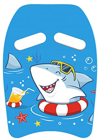 MoKo Kinder Schwimmbrett, Schwimmen Kickboard Trainingsausrüstung mit Griffen Cartoon Swim Float Schwimmtrainingsausrüstung Schwimm Board für Junge Mädchen - Blauer Hai
