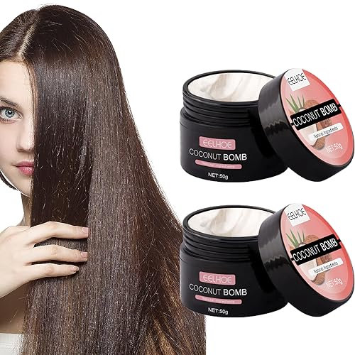 Natürliche Kokosöl-Haarmaske - Kokosnuss Feuchtigkeit, Coconut Bomb, Deep Repair Conditioner Für Geschädigtes Haar, Reparatur Trocken Geschädigtes Haar (2 Stück)
