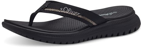 s.Oliver Damen Zehentrenner mit dicker Sohle Bequem, Schwarz (Black), 39 EU