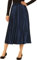Allegra K Damen Party Hohe Elastische Taille Samt Plissee Midi Rock, Dunkelblau, Klein