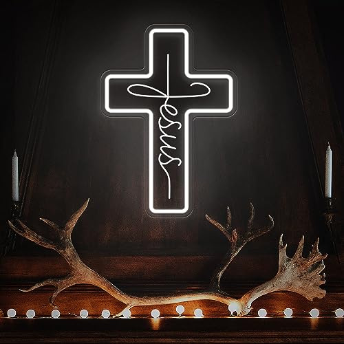 Jesus Kreuz Neonschilder, Kreuz Neonschilder, dimmbare LED-Neonschilder für Wanddekoration, Schlafzimmer, Zuhause, Zimmer, Party-Dekor, LED-Neonlicht für Hochzeit, Weihnachten, Ostern, Feiern,