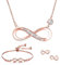 Schmucksets für Damen 925 Sterling Silber Zirkonia Halskette Armkette Ohrstecker mit Anhänger Unendlichkeit Infinity Symbol Verstellbar Armband Halsketten Schmuck-Set für Geburtstag Roségold