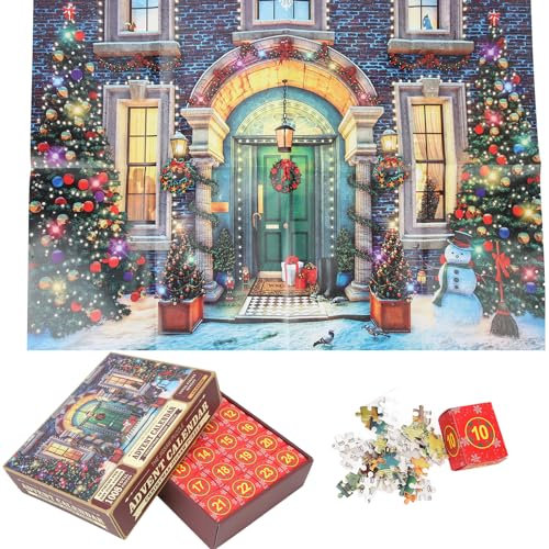 Puzzle Adventskalender 2024, 1008 Teile Puzzles Countdown bis Weihnachte, 24 Boxen Jigsaw Puzzles für Erwachsene und Kinder, Weihnachten Puzzles Weihnachts Geschenk für Jungen, Mädchen