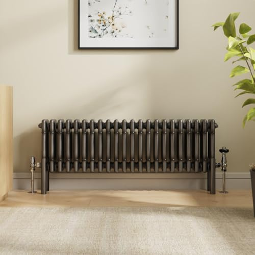 NRG 300 x 1010 mm Rohmetall-Gusseisen-Dreisäulen-Horizontaler Heizkörper | Traditioneller Heizkörper Zentralheizung Heizkörper Bad Küche Wohnzimmer Säulenheizkörper Wandmontage Baustahl