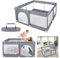 LILIIN Laufstall Baby Laufgitter L Schutzgitter Absperrgitter mit Rutschfester Basis, Kleinkinder Sicherheitsspielplatz für Kinder ab 6 Monate alt, Grau, 127x127x68cm